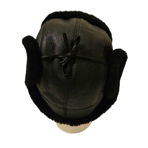 Aviator Sherling Sheepskin Fur Hat Leather NWOT - Picture 4 of 5